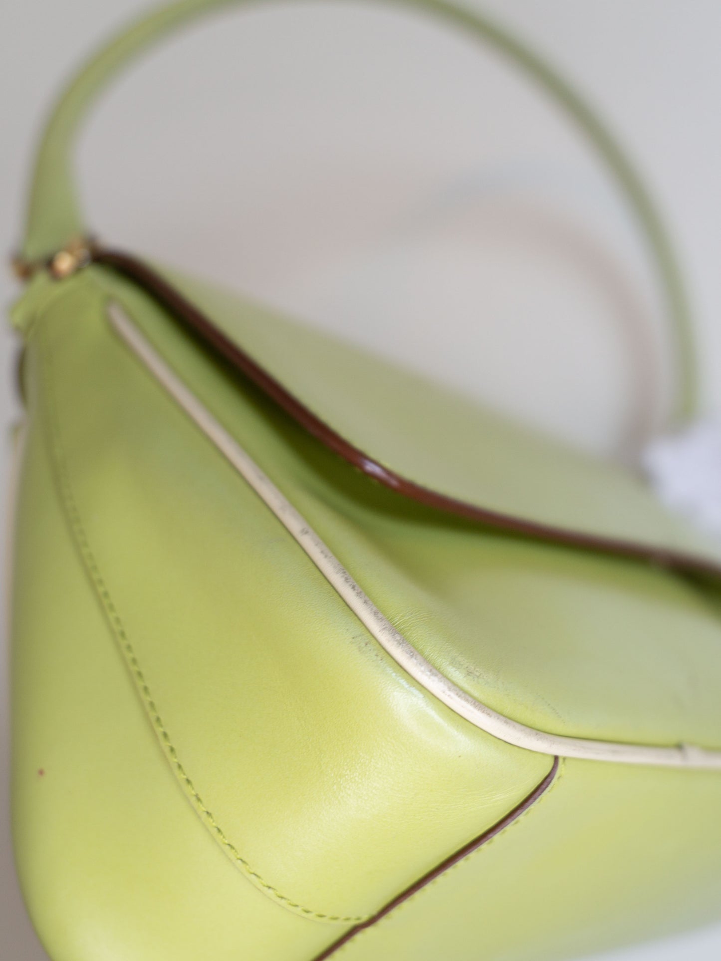 Prada Green Shoulder Bag Leather Vintage Authentic