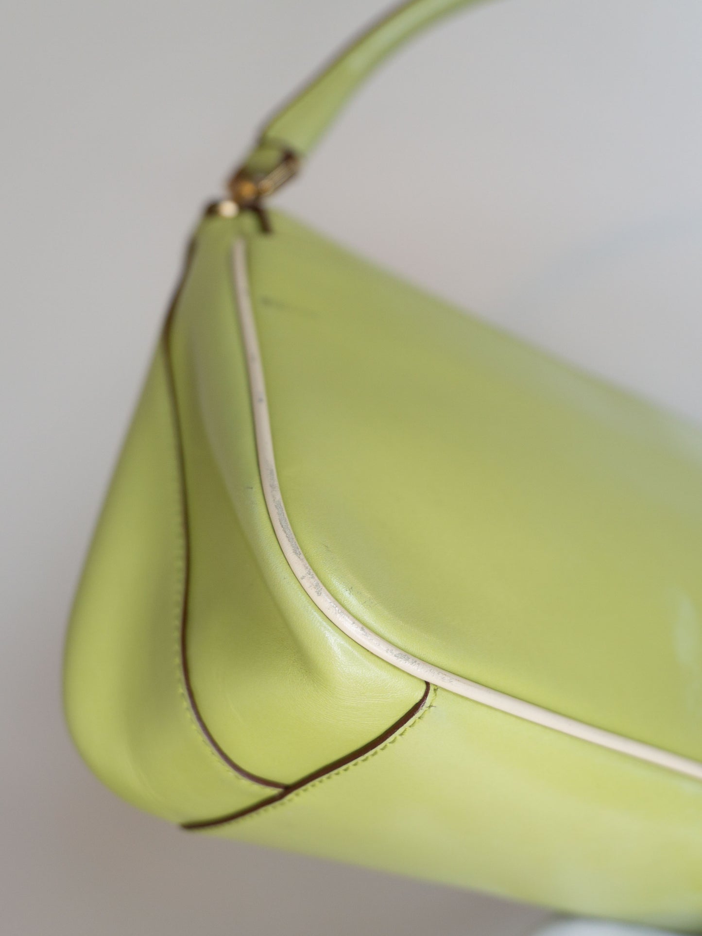 Prada Green Shoulder Bag Leather Vintage Authentic