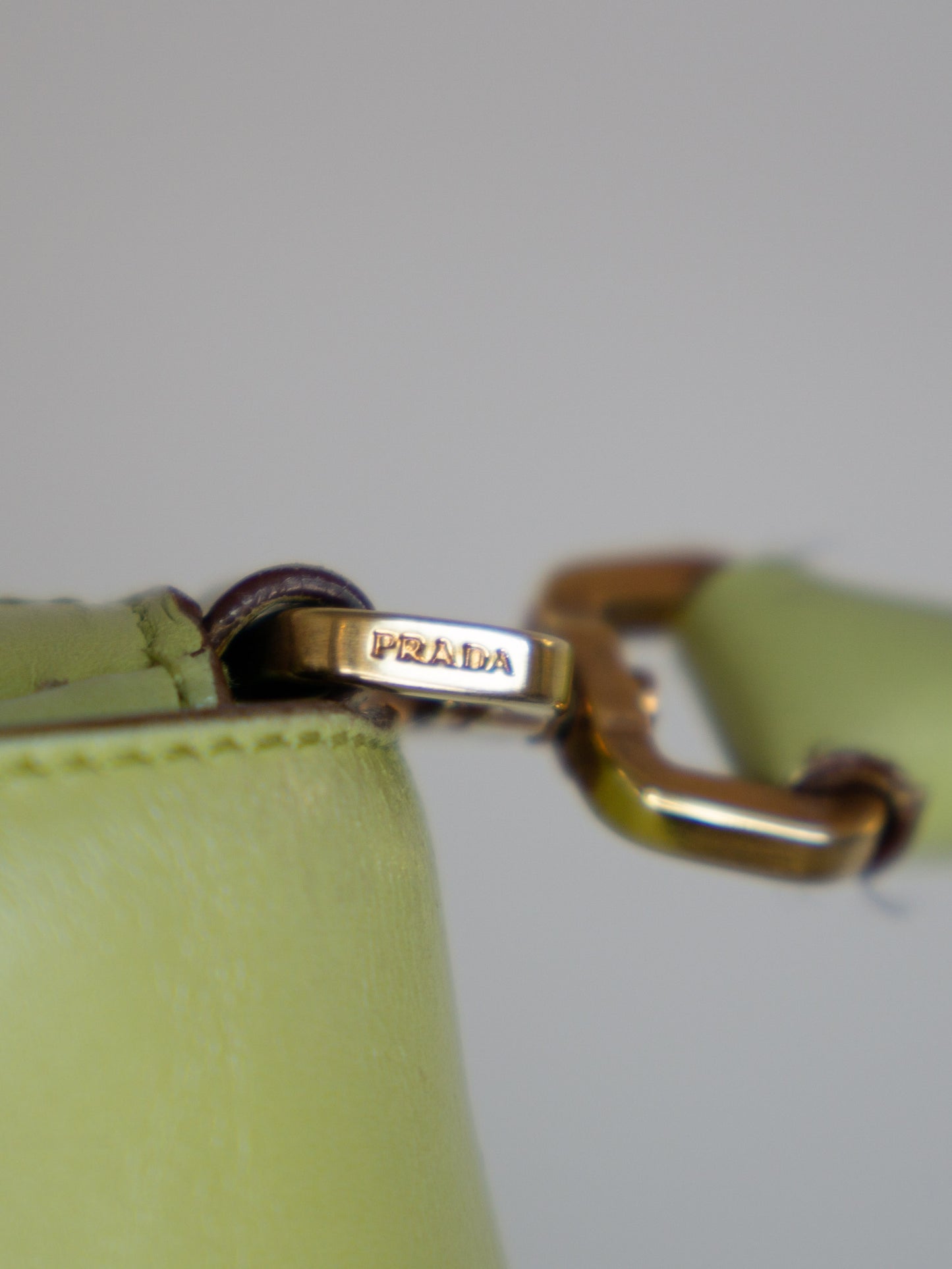 Prada Green Shoulder Bag Leather Vintage Authentic