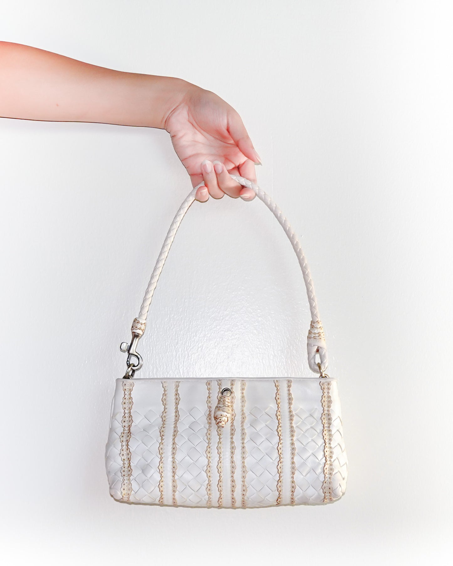 Bottega Veneta Leather Handbag Intrecciato Ivory