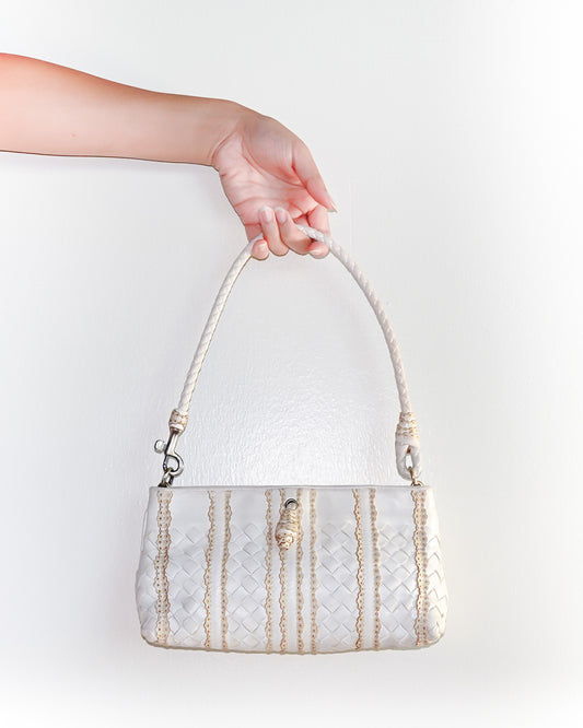 Bottega Veneta Leather Handbag Intrecciato Ivory