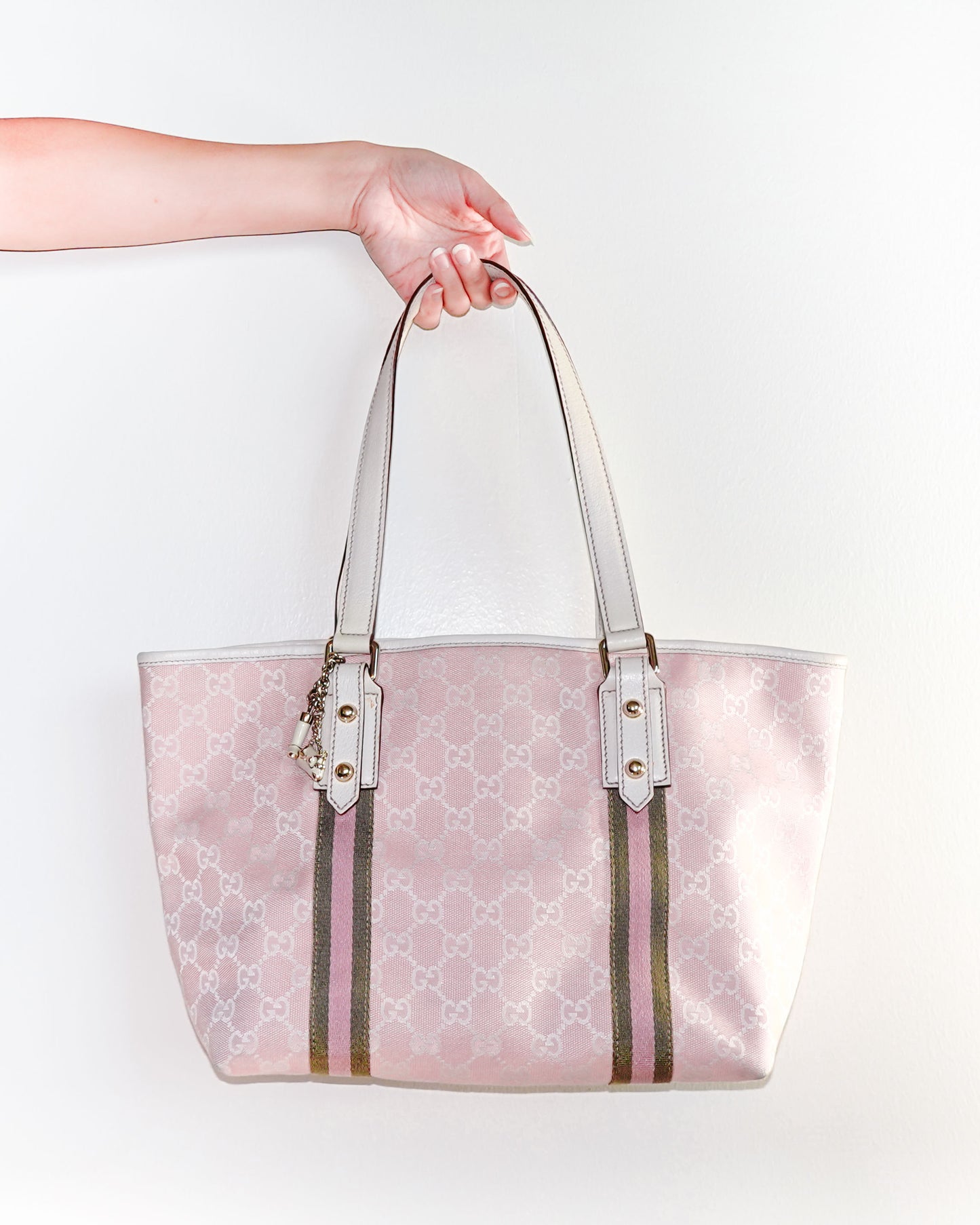 Gucci Sherry Line GG Pattern Tote Bag Canvas Pink