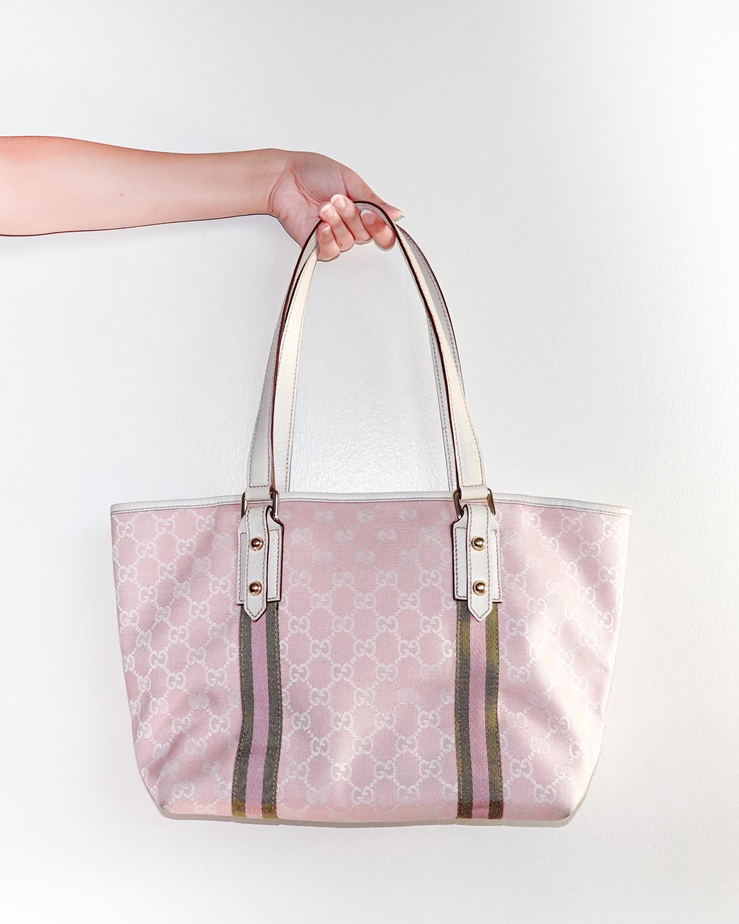 Gucci Sherry Line GG Pattern Tote Bag Canvas Pink