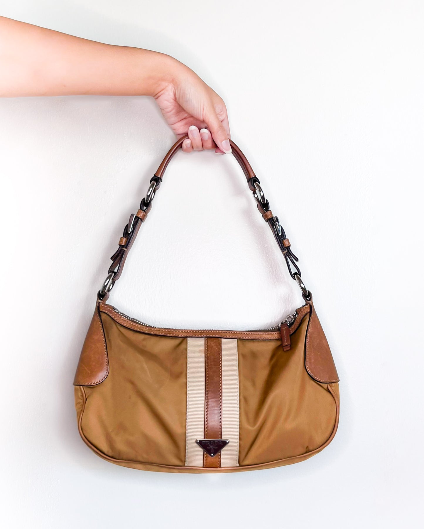 Prada Nylon Shoulder Bag Brown