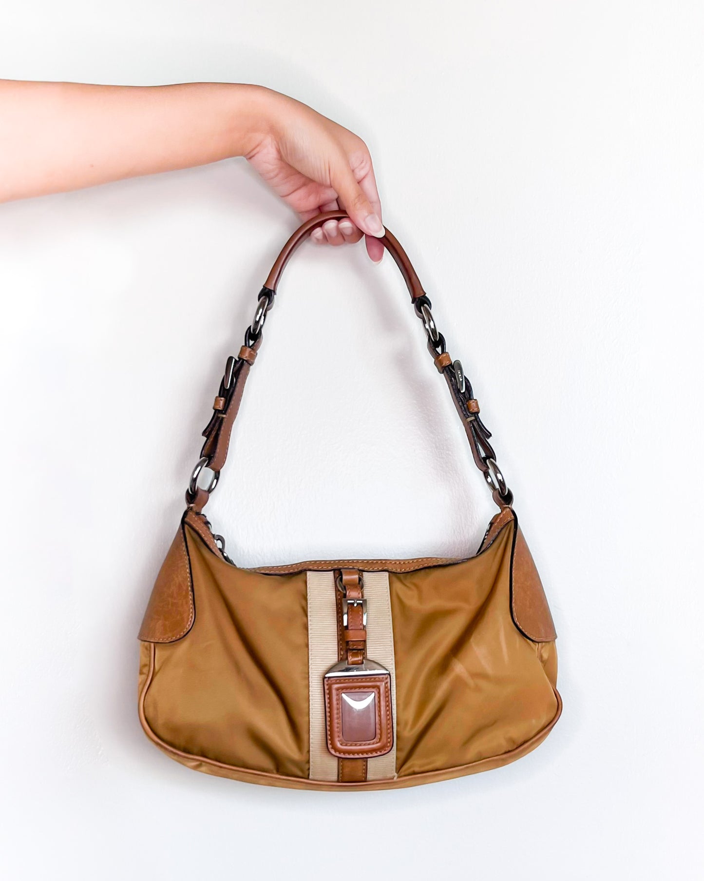 Prada Nylon Shoulder Bag Brown