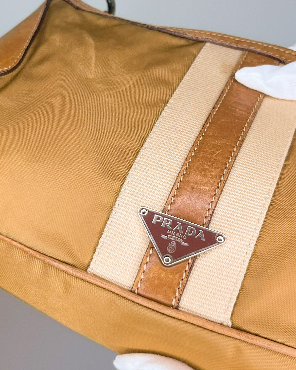 Prada Nylon Shoulder Bag Brown