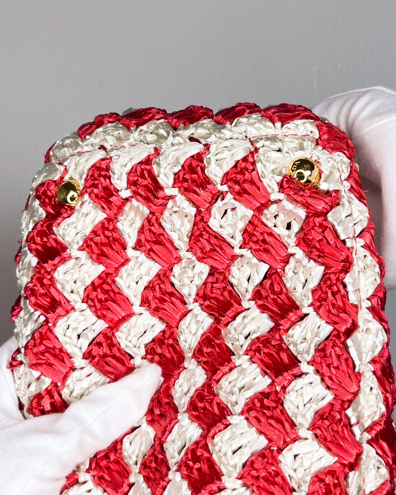 Prada Canapa Handbag Off White/Red Straw