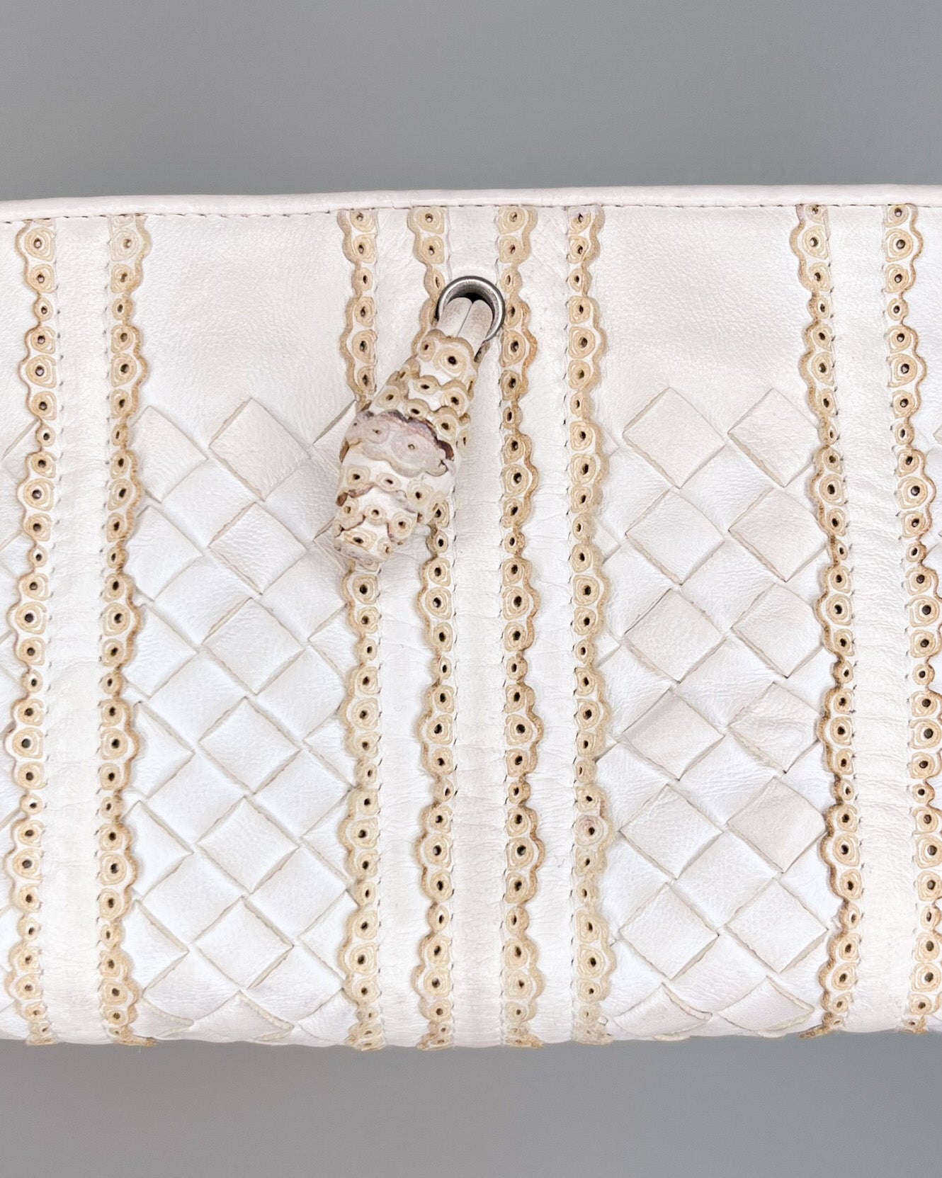 Bottega Veneta Leather Handbag Intrecciato Ivory